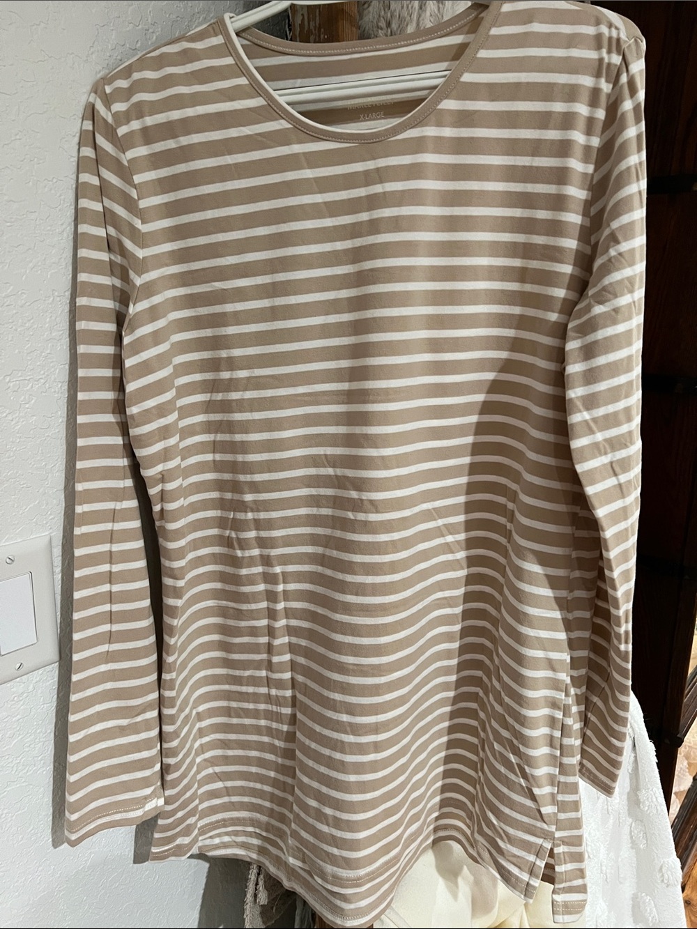 Marley Lilly Beige and White Striped Long-Sleeve Tee